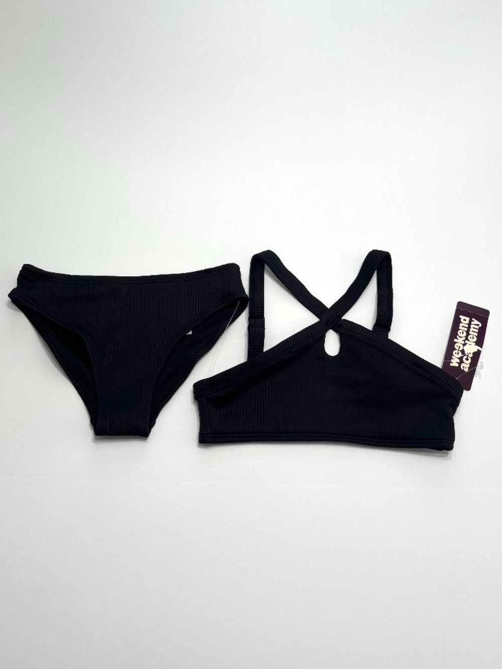 NWT Weekend Academy Girls 2-Piece Black Swimsuit Size 6/7
